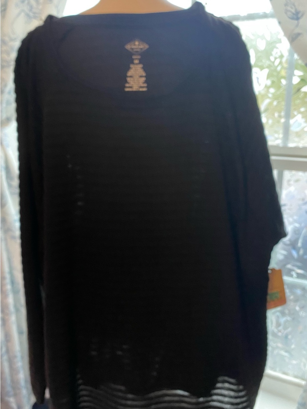 St. John's Bay Black Ribbed Knit Top - 2X